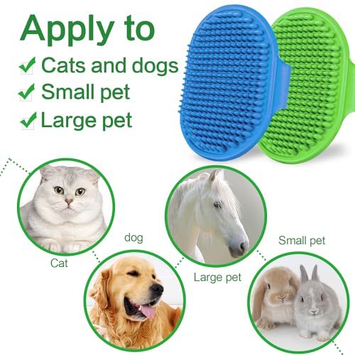Dog Bath Brush, 2Pack Pet Grooming Brush Shedding Comb Shampoo Brush - color: Blue+green