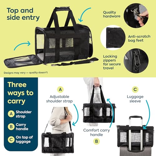Sherpa Original Deluxe Travel Pet Carrier, Airline Approved & Guaranteed On Board - Black Lattice, Medium - color: Black Lattice, size: 17.0"L x 11.0"W x 10.5"H