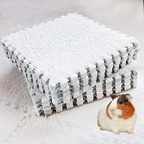 10Pcs 11” x 11” Guinea Pig Pads Washable, Reusable Guinea Pig Fleece Cage Liners, Soft Warm Rabbit Sleep Mat Blanket Bed (White) - color: White X 10