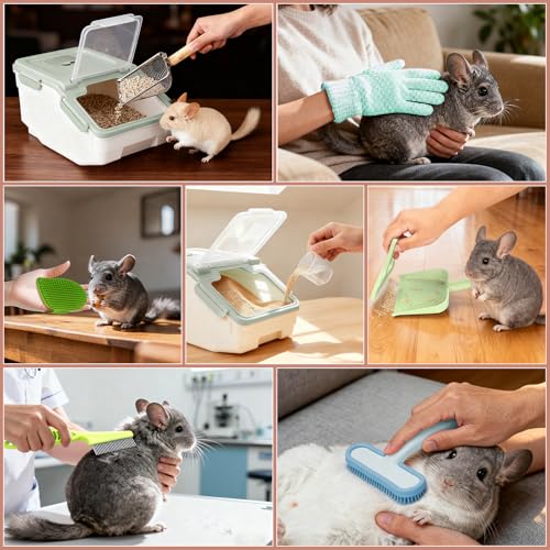 Extra Large Chinchilla Sand Bath Container Kit, Plastic Chinchilla Dust Bath House with Wash and Care Accessories, Dust Bathtub for Hamster Hedgehog Guinea Pig and Other Small Animals - color: Green
