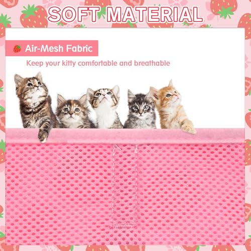 PUPTECK Soft Mesh Cat Vest Harness and Leash Set Puppy Padded Pet Harnesses Escape Proof for Cats Small Dogs Rabbits Bunny - color: Light Pink(Strawberry), size: S(NECK 6", CHEST 8.5", 2-4 lbs)