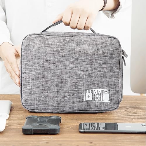 Organizer Case Small Electronic Devices USB Charger Accessories Mouse Phone Cable SD Power Bank Earphone - color: Large-Black