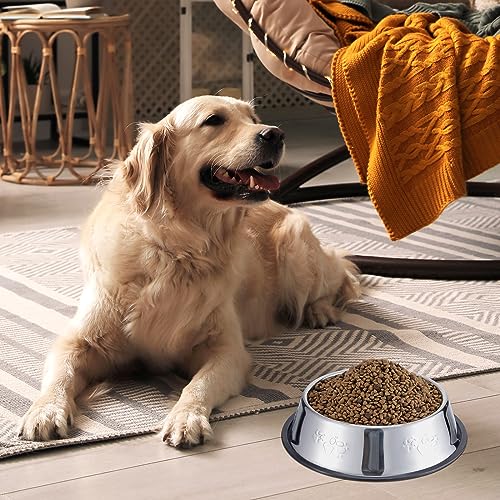 8 Pack Stainless Steel Dog Bowls Metal with Rubber Base Non-Slip Pets Puppy Cats Feeding Food and Water Bowls Dishwasher-Safe for Indoor Small Medium Large Dogs Cats Kitten Rabbit(30 oz) - size: 30 oz