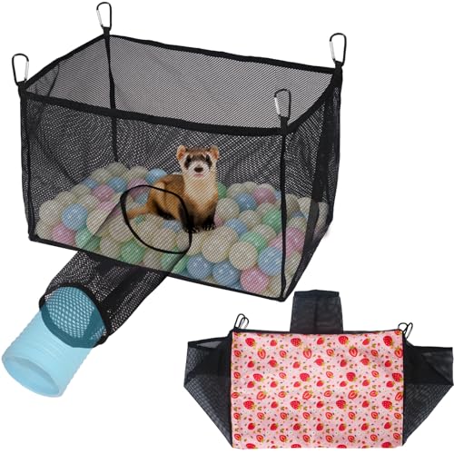 Ferret Ball Pit Hammock, Hammock Cage Toy Compatible with Tunnel, Suitable for Hamsters and Chinchillas (Ball Not Included)