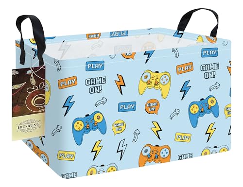 Rectangle Foldable Storage Basket Handles For Home, Color Game | Waterproof canvas material, reinforced handles, perfect for shelf use, organizes clothes, daily items and pet supplies - color: REC-Color Game