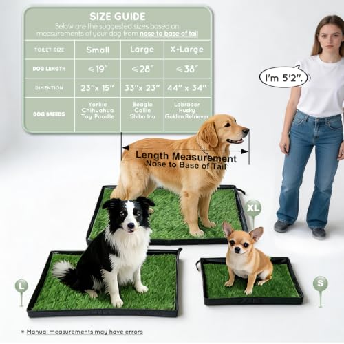 HQ4US 4LEGS Dog Grass Pad with Foldable Dog Litter Box,Small Liner Base for Balcony，Ultra-Absorbent Artificial Grass Pads for Dogs Pee Pad Holder, Potty Training, 2 PCS Reusable Pee Pads - size: Small for Dog＜ 19" Length