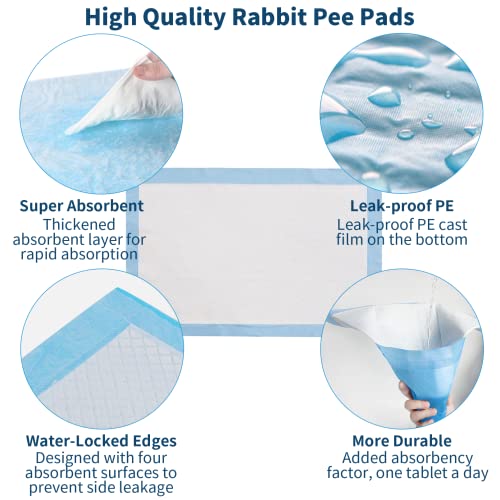 Tfwadmx 100 Pcs Rabbit Pee Pads Disposable Cage Liners Leak-Proof Super Absorbent Potty Training Pad for Puppy Guinea Pigs Hedgehog Hamsters Chinchillas Cats and Other Small Animals - size: 100 Pcs-17.72" x 12.99" (Blue)