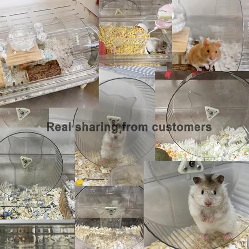 Silent Hamster Wheel 9.3 Inch, Quiet Spinner Running Wheel with Adjustable Stand & Non-Slip Track – Ideal Small Animal Cage Accessories for Hamsters Gerbils Dwarf Syrian Mice - color: (5A Premium Edition）Hamster Wheel+Pink Comb + Bowl