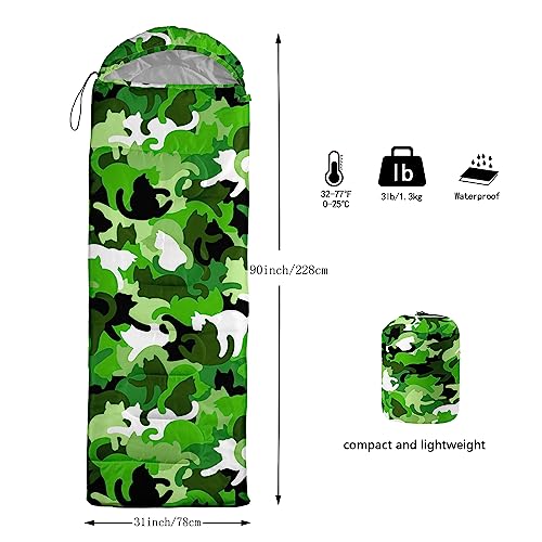 AILONEN Mermaid Scales Print Camping Sleeping Bag,Lightweight & Waterproof,3 Season Warm & Cool Weather,Portable Bags for Girls Women Travelling,Outdoors - color: Cat9