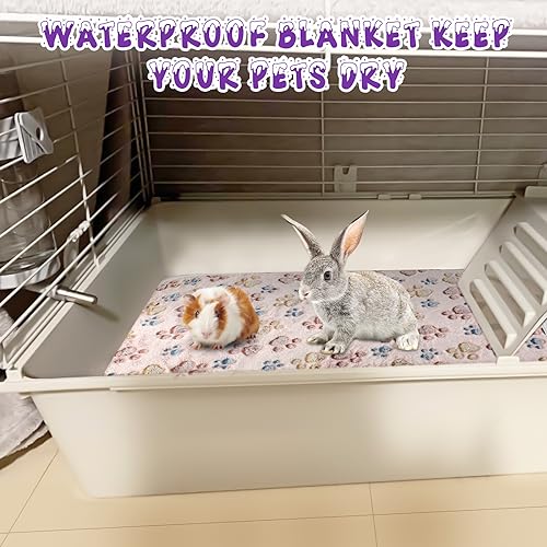 YUEPET 3 Pack Waterproof Guinea Pig Blankets, Fleece Cage Liners, M | Guinea Pig Fleece Cage Liners, Waterproof Backing, Machine Washable, Soft Fleece bunny blanket, 35 x 24 in - color: Purple+blue+beige+white+pink+coffee, size: S-23"×16"