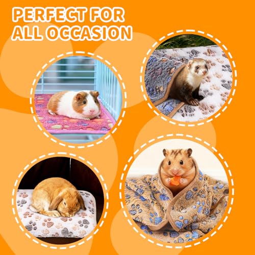 8PCS Soft Guinea Pig Bedding Blankets Washable Small Animal Fleece Cage Liners Reusable Pet Pee Pad Sleep Mat Pad Cover for Hamster Chinchilla Rabbit Hedgehog Dog Cat Essentials (16×24 Inch) - size: 24×16 Inch