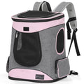Petsfit Dog and Cat Backpack Carrier, Padded Waist Support, Up to 18 lb | 13.5 x 12.5 x 17.5 in; reinforced frame, 600D Oxford, 4 mesh panels, lockable zippers, safety tether and washable mat. - color: aPink