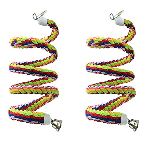 2pcs 63in Bird Perch Rope Bungee Bird Toy Pure Natural Parrot Cage Parrot Chewing Toy