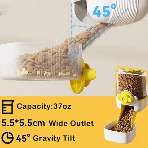 Pet Hanging Automatic Feeders Drinking Bowls，Gravity Rabbit Feeder and Water Set，Cage Cat Food Bowl Feeding Station for Puppy Kitten Chinchilla Hedgehog Guinea Pig Ferret (Yellow-Food) - color: Yellow-Food