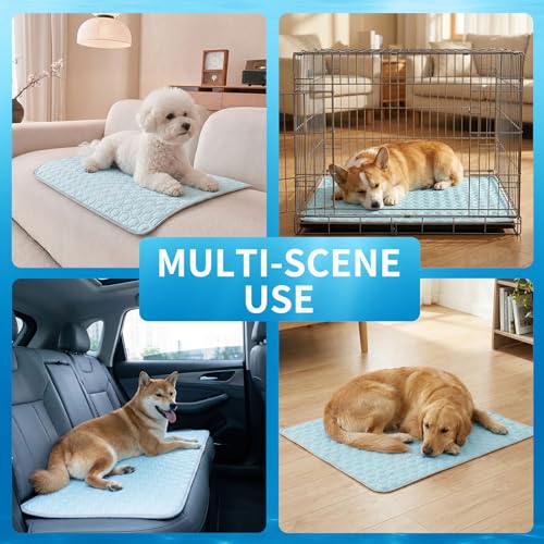 HAOMAIJIA Pet Cooling Mat for Dogs Thick Soft Washable Dog Cooling Mat Indoor Upgrade Waterproof Non-Slip Self Cooling Pad for Dog and Cat (Sky Blue, 39'' x 59'' XX-Large) - color: Sky Blue, size: 39'' X 59'' (XX-Large)
