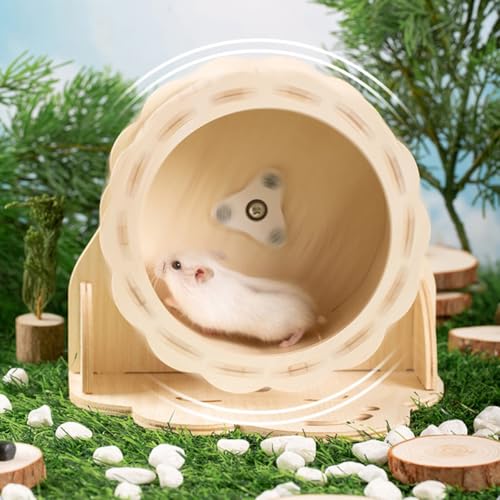 TOYANDONA Hamster Running Wheel Silent Wooden Exercise Roller 15cm Sunflower Design Small Pet Activity Wheel for Hamsters and Gerbils