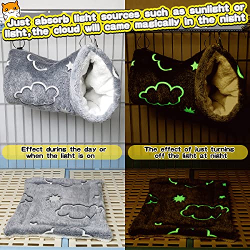LEFTSTARER Noctilucent Luminous Guinea Pig Rat Hammock Bunkbed Hanging Tunnel and Soft Bed Mat for Ferret Hedgehog Squirrel Hideout Cage Accessories (2.Tunnel Hammock and Mat) - color: 2.Tunnel Hammock and Mat