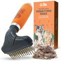 Double Row Dematting Rake Undercoat Deshedding Tool for Dogs & Cats | Dog Brush for Shedding and Grooming, Long Hair Pet Grooming Brush for Mat Removal, Detangling, and Shedding Control - style: Double Row Dematting Comb