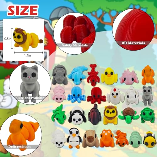 25 pcs 3D Printed Animal Figurines, Mini Articulated Animal Figurines Toys | Party Favors, Pocket Fidget Toys, Goodie Bag Stuffers, Exchange Gifts, Desk Pets, Classroom Rewards for Kids, Birthday Gifts - style: Animal 25 pc