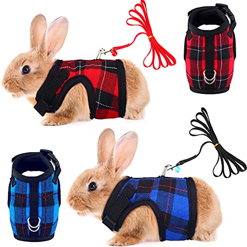 2 Pieces Guinea Pig Harness and Leash with Safety Bell Adjustable Hamster Ferret Harness and Leash Set No Pulling Walking Vest for Ferret Chinchilla and Similar Small Animals(L, 9-10 Inch Chest) - size: L, 9-10 Inch Chest