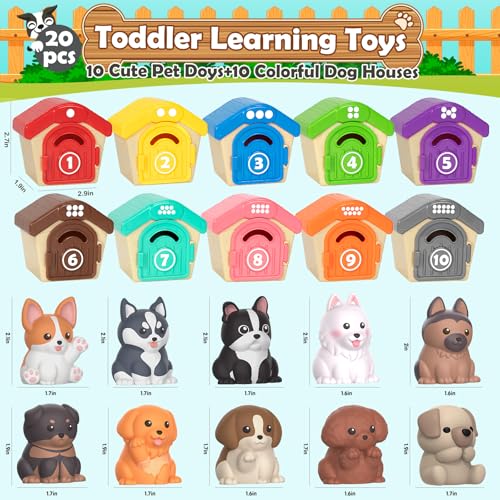 Learning Toys for Toddlers 1 2 3 Year Old Toddlers, 20Pcs Puppy Finger Puppets for Kids, Montessori Counting, Matching & Sorting Toy, Christmas Birthday Gifts for Baby Boys Girls Age 12-18 Months - style: PUPPY