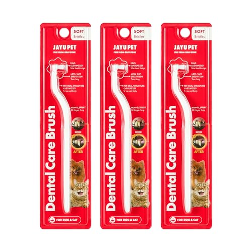 JAYU PET Dental Care Brush with Soft Bristles, 3ea | Dog Toothbrush, Cat Toothbrush, For Kitten and Small Dogs, Removes Old Plaque and Tartar, Easy Cleaning - color: Soft Bristles, size: 1 Count (Pack of 3)