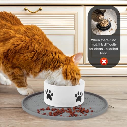 Silicone Pet Food Mat - Waterproof Dog Food Bowl Mat Cat Feeding Mat Thicker Pet Placemat Eating Mat with High Lip to Prevent Spills, Dog & Cat Water Bowl Mat for Messy Drinkers to Protect Floors，Gray - color: Grey