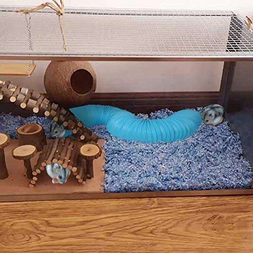 PINVNBY Hamster Fun Tunnels Pet Mouse Plastic Tube Toys Small Animal Foldable Exercising Training Hideout Tunnels for Guinea Pigs,Gerbils,Rats,Mice,Ferrets and Other Small Animals(2 PCS Blue) - color: 【Blue】