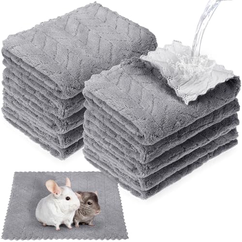 10 Pcs Guinea Pig Cage Liners Washable Rat Bedding for Guinea Pigs Controlling Absorbent Waterproof Pee Pads Blanket for Rabbits Hamster Small Animal Chinchilla (Wheat,12x12 Inch,Gray) - color: Gray, size: 12x12 Inch, style: Wheat
