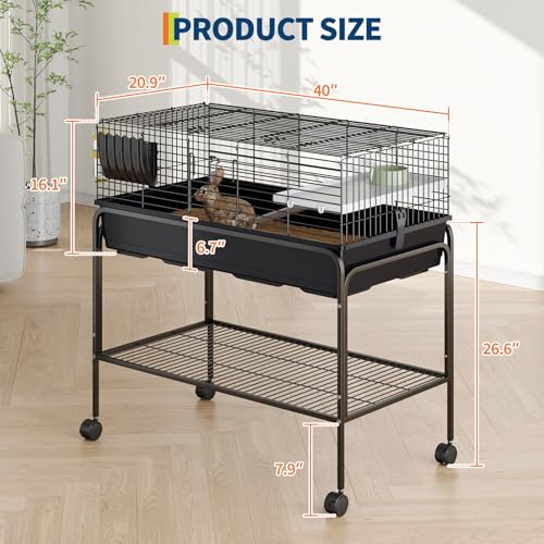 Guinea Pig Cage Kit, Small Animal Cage with Hay Holder, Water Bottle, Food Bowl, Metal Pet Habitat for Hamster, Chinchillas, Guinea Pigs, Rabbit, Squirrel, Gerbil - size: 42"H