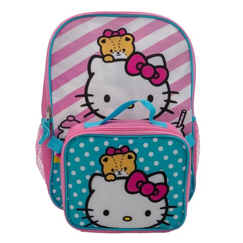 AI ACCESSORY INNOVATIONS Hello Kitty 2 Piece Backpack Set, Girls Kawaii 16" School Bag, Pink - color: Hello Kitty
