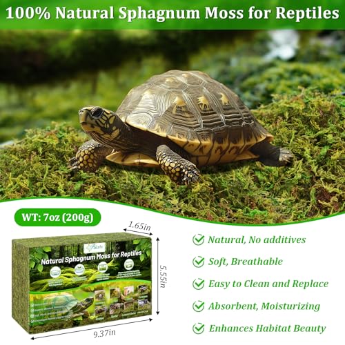 Riare 7OZ Natural Sphagnum Moss for Reptiles-10QT Soft Reptile Moss Bedding | Moisture Retaining, Terrarium Moss Reptile Substrate for Tortoises, Turtle, Snakes, Leopard Geckos, Frogs, Orchids Plants - color: 7OZ