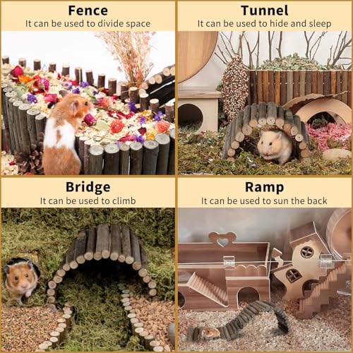 Hamiledyi 2PCS Hamster Bridge Long Wood Dwarf Hamster Climbing Ladder 25.6×3.5IN Small Animals Cage Accessories for Syrian Gerbils Mice Rat Sugar Glider Wooden Hideout Toy - size: 25.6" × 3.5" (2 pcs)