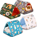Cinnvoice 4 Pcs Guinea Pig Hideout, Guinea Pig Bed Tunnel, Rabbit Washable Small House Cage Accessories for Bunny Hedgehog Mouse Chinchillas Hamsters Ferrets Bearded Dragons Rats(Forest,7.9 in) - size: 7.9 in, style: Forest