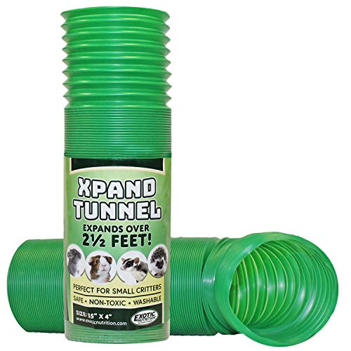 Xpand Tunnel - Durable Expandable Hideaway Play Tube - for Sugar Gliders, Hedgehogs, Rats, Gerbils, Hamsters, Degus, Small Guinea Pigs & Similar Sized Pets