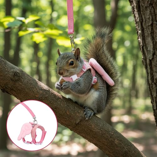 Ferret Harness and Leash Set Small Animals Vest Harness,Ferret,Mouse | Guinea Pig Clothes, with Safe Bell, Soft Mesh, HarnessLeash Vest, for Baby Rabbit, Guinea Pig, Teacup Chihuahua, Hamster