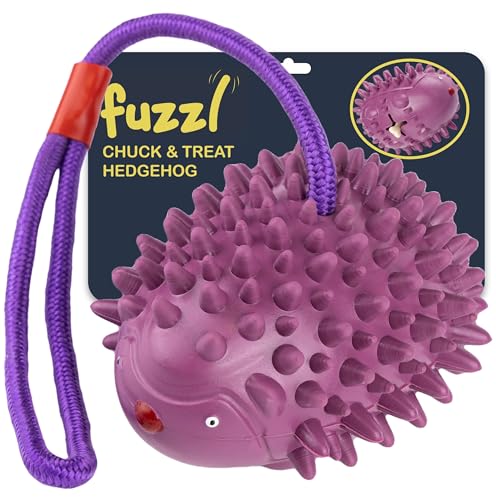 Fuzzl Eco Rubber Chuck & Treat Hedgehog - Purple - Long Lasting Dog Chew Toys for Aggressive Chewers Strong Dog Toy for Dogs Durable Puppy Toys - style: Hedgehog Purple