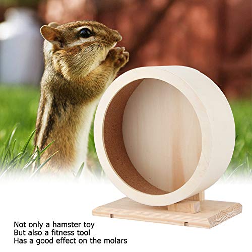 Tiiyee Wooden Hamster Exercise Wheel, Silent Silent Running Wheel Wooden Small Pets Quiet Spinner Play Toy Cage Accessories for Dwarf Syrian Hamster Rat Gerbil Mice Guinea Pigs(S)