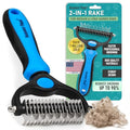 Maxpower Planet Dog Grooming Rake, Deshedding Undercoat Brush, Dogs & Cats | Blue Deshedding & Dematting, Extra-Wide Double-Sided Comb, Long-Haired Coats, Reduces Shedding, Original Design - color: Blue, size: Large