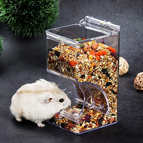 Hamsters Feeder Small Animals Automatic Dispenser Acrylic Clear Pet Food Storage Bowl for Dwarf Hamster Gerbils Mice Hedgehog Guinea Pig Pigeon Parrots (300ML) - color: 300ML