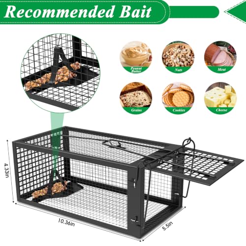 2 Packs Humane Live Mouse Rat Trap Rodent Chipmunk Traps Catch and Release | Black Iron Galvanization, Reusable Safe for Children & Pet Indoor Outdoor - color: Black