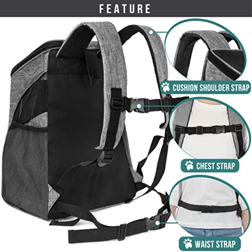 PetAmi Cat Backpack Carrier, Airline Approved Pet Carrier Backpack for Small Dogs and Large Cats, Soft Sided Collapsible Ventilated with Sherpa Bed for Hiking Travel, Max 18 lbs, Heather Gray - color: Heather Gray