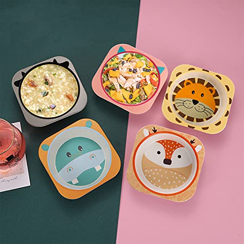 6 Pack 10 Oz Small Bowls, Durable Cartoon Bowls for Children, BPA Free Cute Snack Bowl, Square Dinner Tableware for Serving Soup, Cereal, Pasta, Ice Cream, Dishwasher Safe