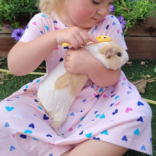 HuggleBrush Original Yellow Guinea Pig Brush, Rabbit Small Pet Grooming, De-shedding, Bonding