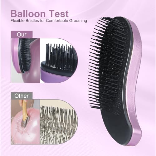 Small Dog Brush, Skin-friendly Soft Bristles (Electroplating Purple) - color: Electroplating Purple