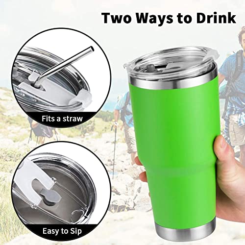 D·S 30 oz Lime Tumbler Double Wall Vacuum Insulated Travel Coffee Mug | Double Wall Vacuum Suit Cold and Hot Drink Fits in standard car cup holders With Splash-Proof Lid - color: Lime Green