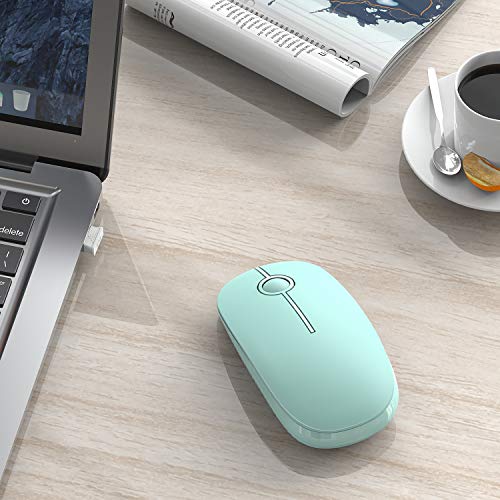 VssoPlor Wireless Mouse, 2.4G Slim Computer Laptop Mouse, Mint Green | Portable Mouse, Plug & Play USB Nano Receiver, Quiet Silent Optical Mice for Notebook, PC, Laptop, Computer, Windows, Mac - color: Mint Green