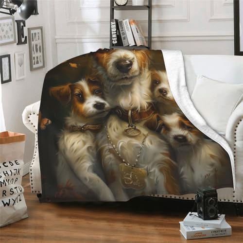 Jack Russell Terrier Blanket Gifts for Women Girls Kids Dog Lovers, Puppy Flannel Blankets, Warm Cozy Soft Throw for Bedroom, Camping, Couch, Decor 40x50 in - color: Jack Russell Terrier, size: 40"x50"