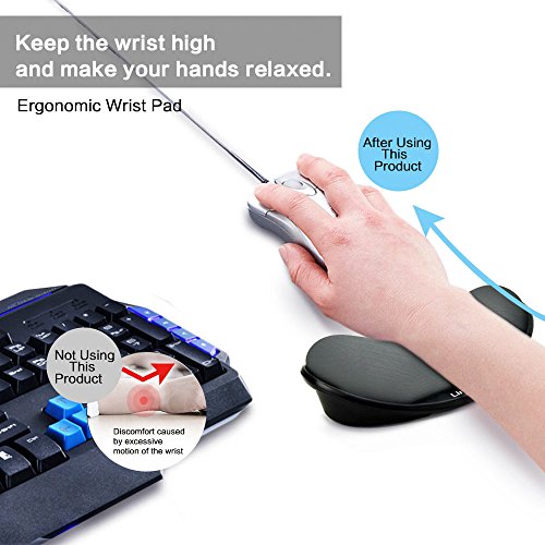Memory Foam Mouse, Keyboard Wrist Rest Pad Anti-Skid Mousepad Support Mat for Office Computer Laptop Mac- Durable Comfortable Lightweight Easy Typing Pain Relief (Gray) - color: Gray