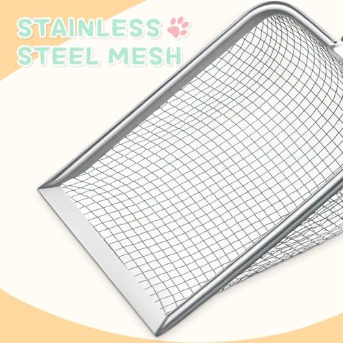 Chicken Coop Poop Scooper 2 Pack, Stainless Steel Sifting Shovels | 3.8mm & 5mm Mesh Sand Sifting Litter Shovel Tool for Chicken Coops Sand, Cat Litter and Bedding Cleaning, 2 adhesive hooks